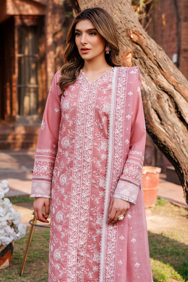 Farasha | Dastoor Embroidered Lawn SS24 | PEARL MIST - Waniyas