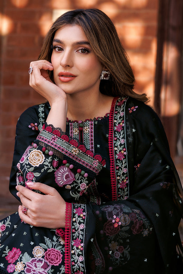 Farasha | Dastoor Embroidered Lawn SS24 | ORNATE NOIR - Waniyas