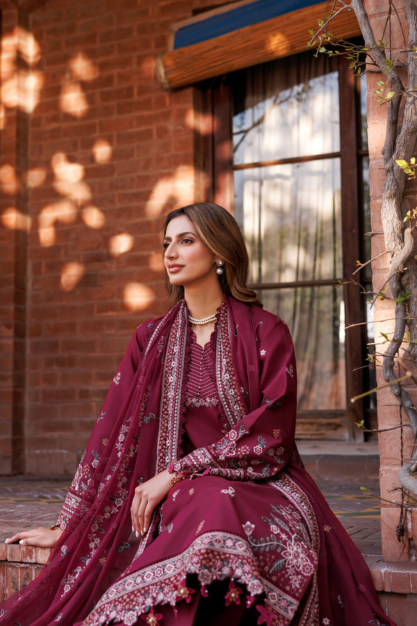 Farasha | Dastoor Embroidered Lawn SS24 | RUBY GLAM - Waniyas