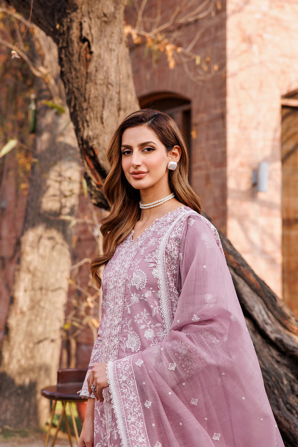 Farasha | Dastoor Embroidered Lawn SS24 | DAINTY LILAC - Waniyas