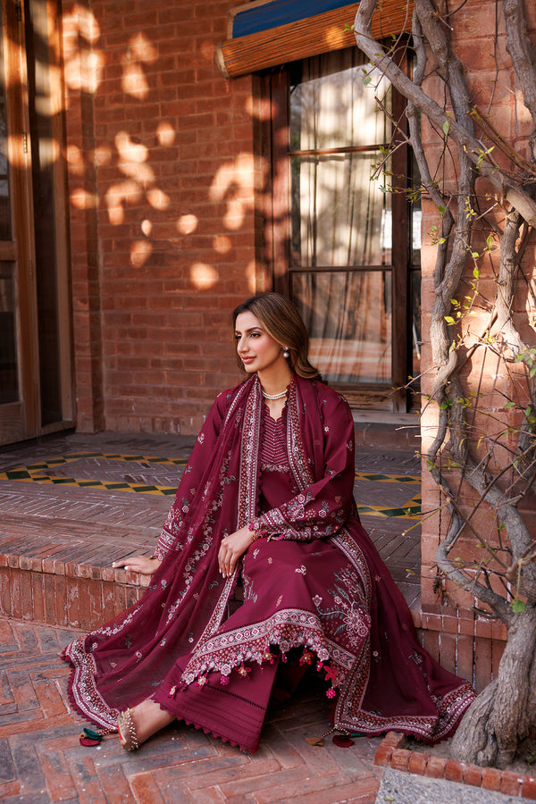 Farasha | Dastoor Embroidered Lawn SS24 | RUBY GLAM - Waniyas