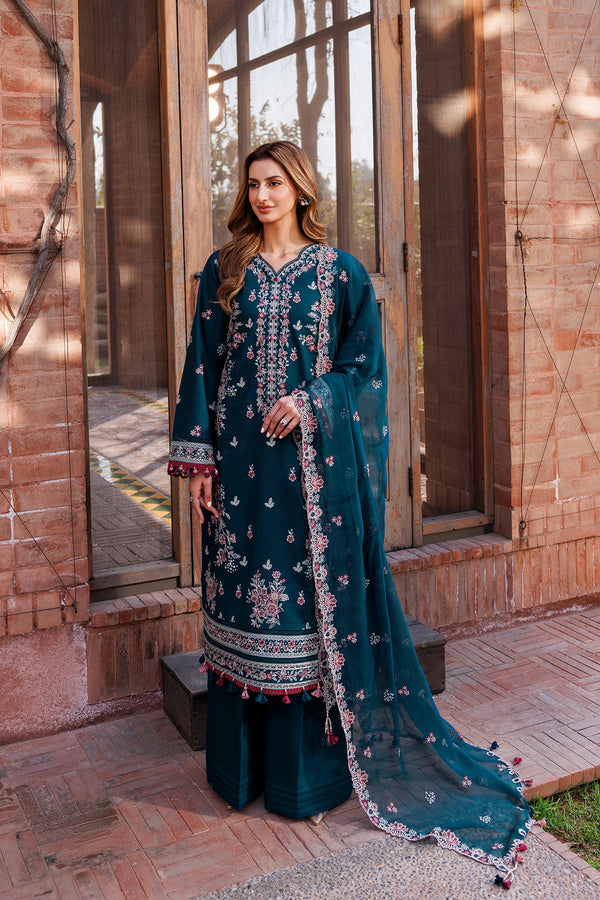 Farasha | Dastoor Embroidered Lawn SS24 | EMERALD CHARM - Waniyas