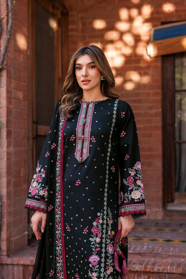 Farasha | Dastoor Embroidered Lawn SS24 | ORNATE NOIR - Waniyas