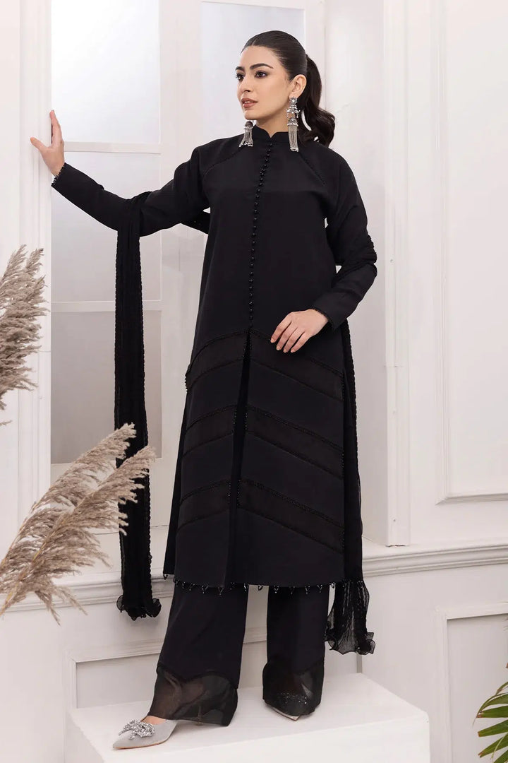 Alizeh | Formals Collection | Black Dress 3 piece - RTW1004 - Waniyas