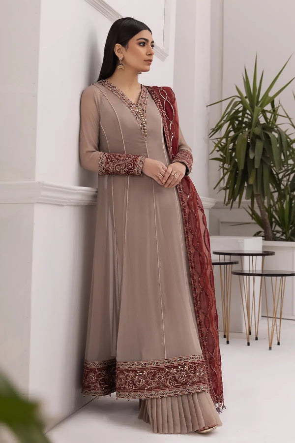 Alizeh | Formals Collection | Beige Dress 3 piece - RTW1010 - Waniyas