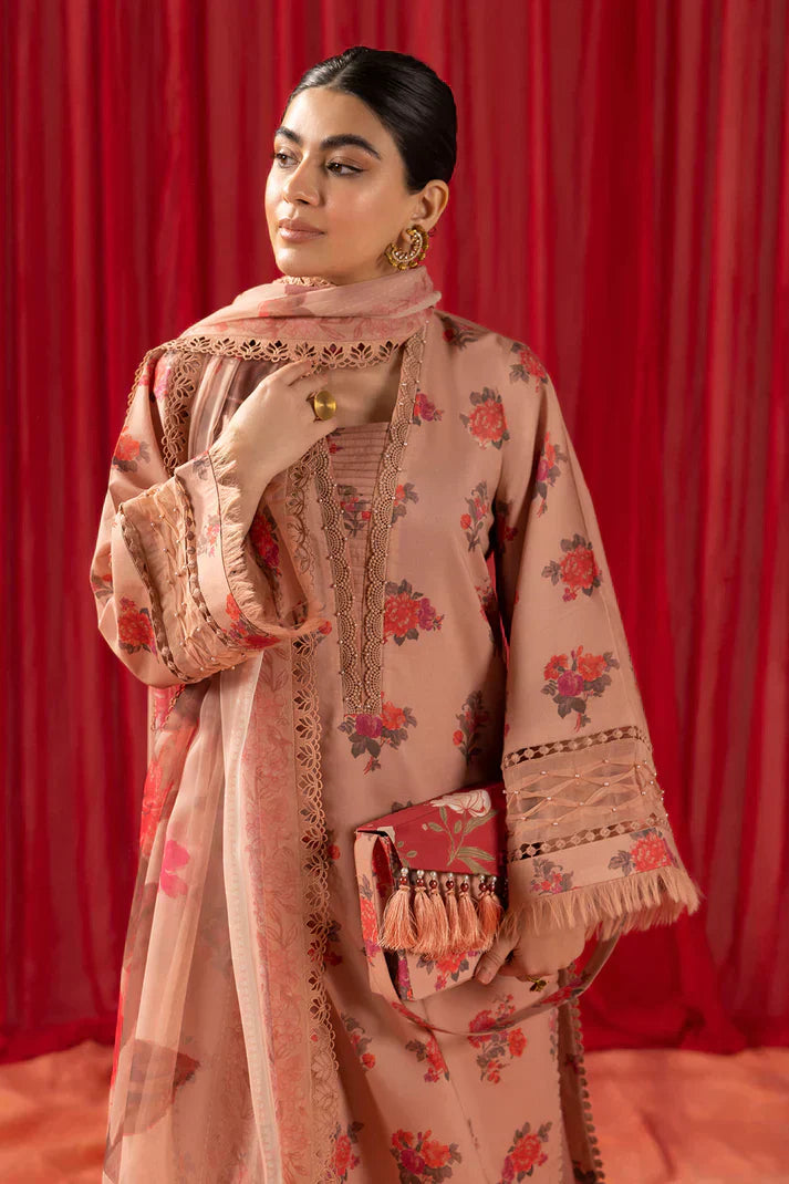 Alizeh | Sheen Lawn Prints 24 | Coral Peach - Waniyas