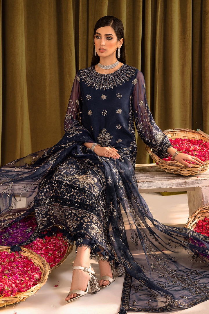 Alizeh | Formals Collection | Daim - V16D08 Embroidered Chiffon Blue - Waniyas