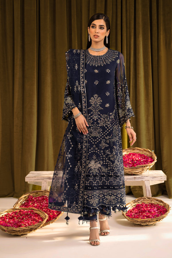 Alizeh | Formals Collection | Daim - V16D08 Embroidered Chiffon Blue - Waniyas