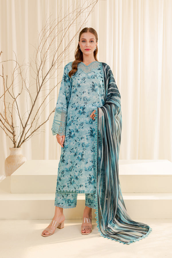 Farasha | Printed Essentials | AQUA BERYL - Waniyas