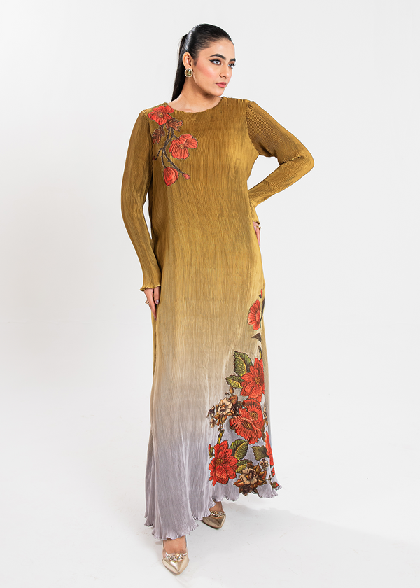 Maria Osama Khan | Claire Pleated Silk | Honeycomb - Waniyas