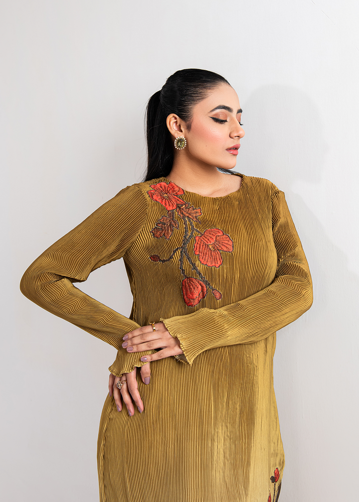 Maria Osama Khan | Claire Pleated Silk | Honeycomb - Waniyas