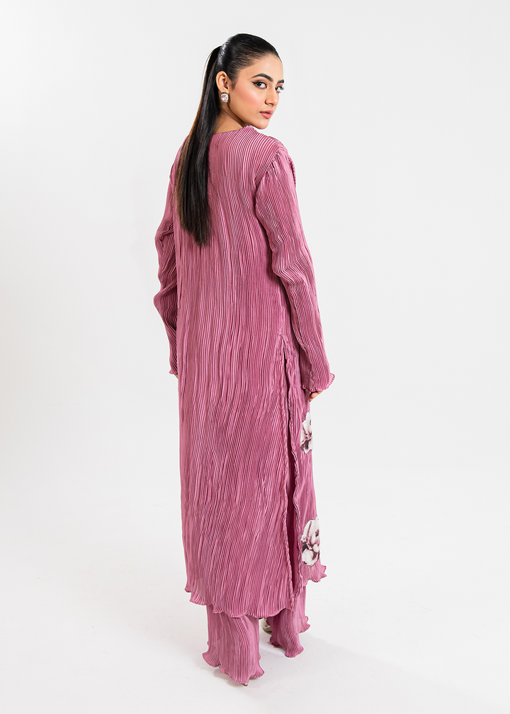 Maria Osama Khan | Claire Pleated Silk | Rosy - Waniyas