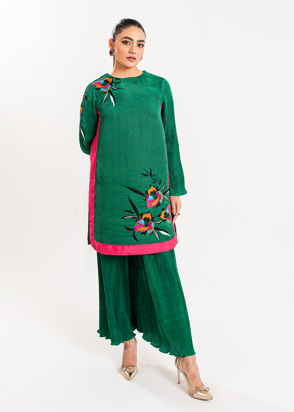 Maria Osama Khan | Claire Pleated Silk | Ivy - Waniyas