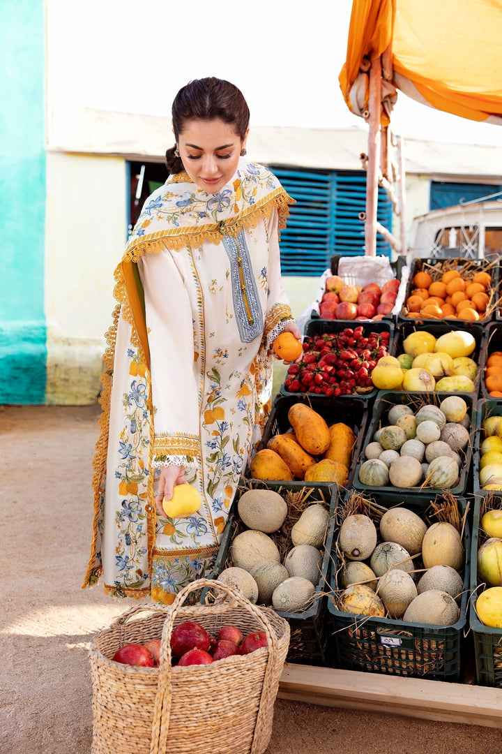 Zaha | Embroidered Lawn Collection | LEYA (ZL23-07 A) - Waniyas