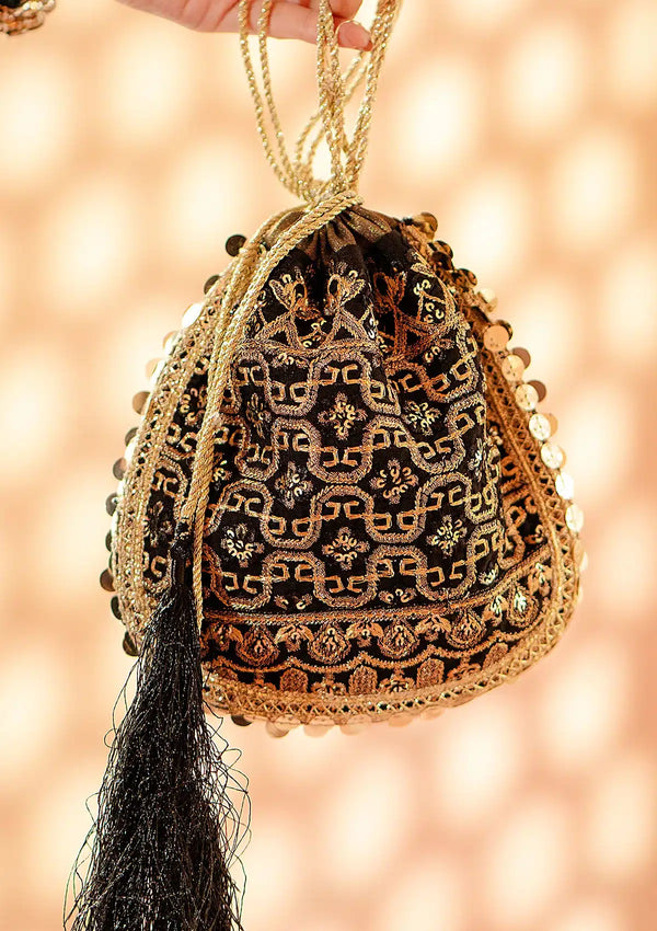 BLACK SILK POTLI - Waniyas