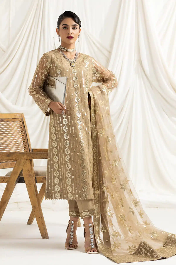 Alizeh | Dua Formals 23 | DUA-V02D01B- AIREEN(IVORY BEIGE) - Waniyas