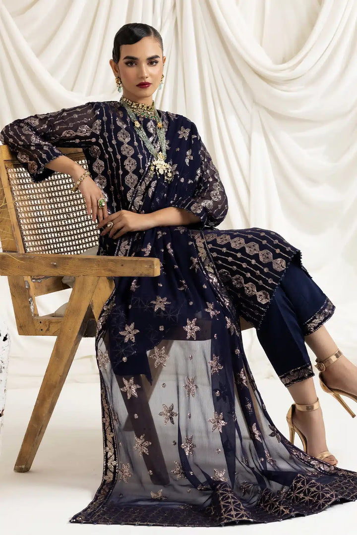 Alizeh | Dua Formals 23 | DUA-V02D01A- AIREEN(NAVY BLUE) - Waniyas