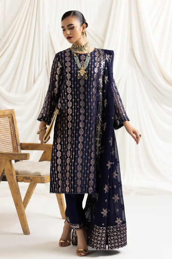 Alizeh | Dua Formals 23 | DUA-V02D01A- AIREEN(NAVY BLUE) - Waniyas