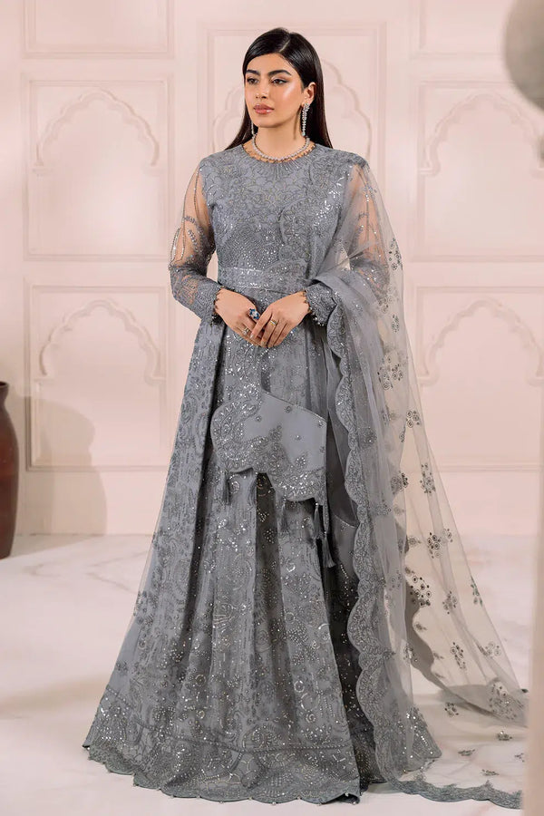 Alizeh | Dua Formals 23 | DUA-V01D01B- KHIRAD ( GREY ) - Waniyas