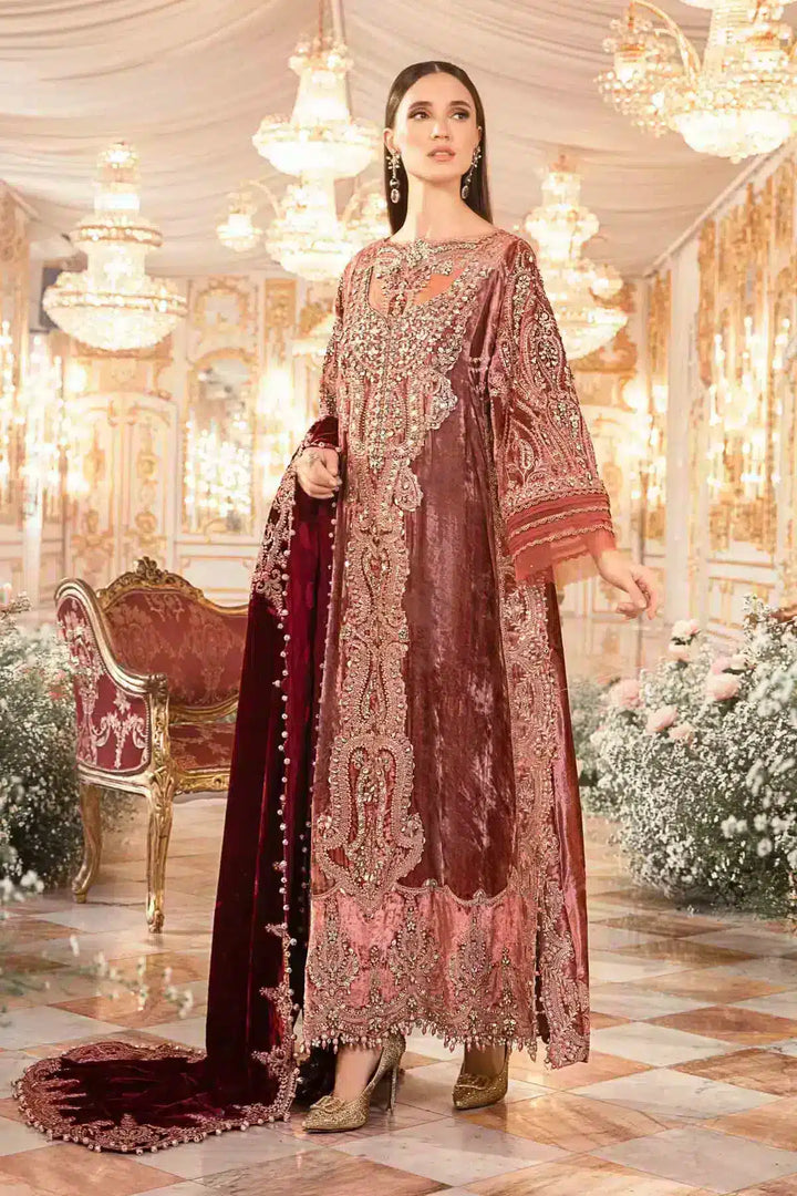 Maria B | Mbroidered Wedding Edition 23 | Salmon Pink BD-2701 - Waniyas