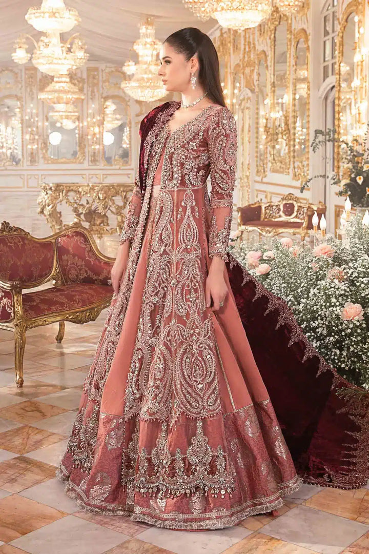 Maria B | Mbroidered Wedding Edition 23 | Salmon Pink BD-2701 - Waniyas