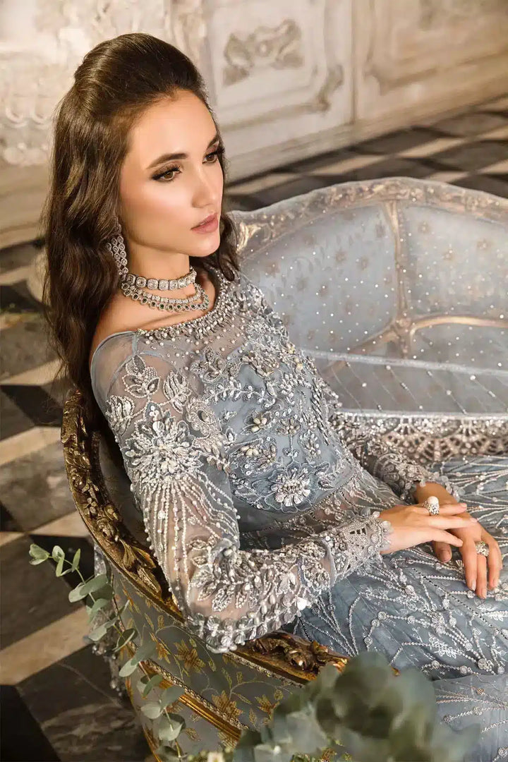 Maria B | Mbroidered Wedding Edition 23 | Ice Blue BD-2702 - Waniyas