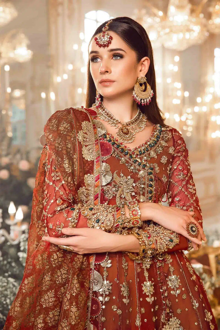 Maria B | Mbroidered Wedding Edition 23 | Maroon BD-2705 - Waniyas