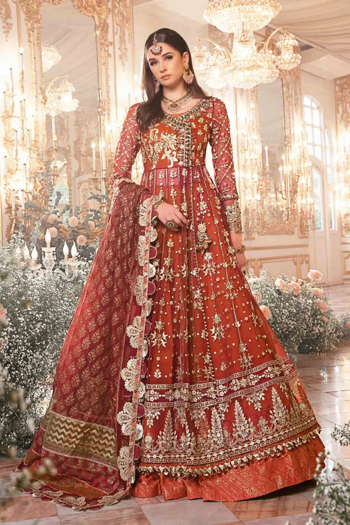 Maria B | Mbroidered Wedding Edition 23 | Maroon BD-2705 - Waniyas