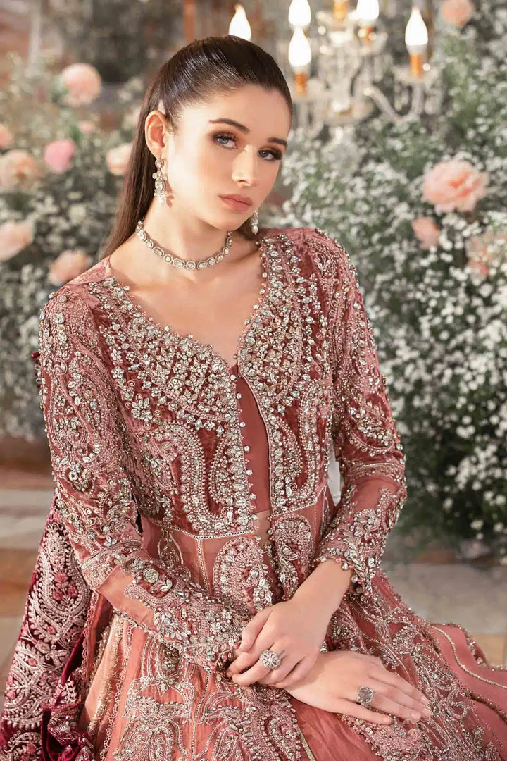 Maria B | Mbroidered Wedding Edition 23 | Salmon Pink BD-2701 - Waniyas