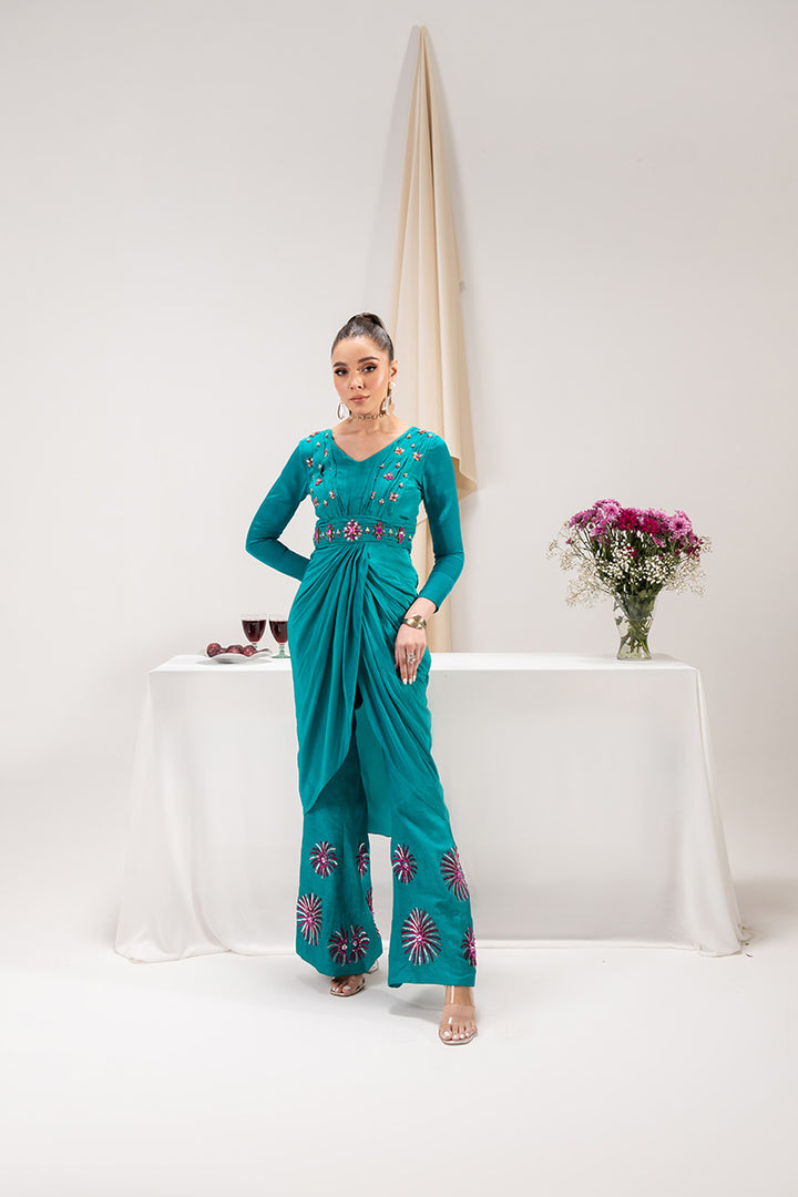 Maria Osama Khan | Tiffany Formals | Aquamarine - Waniyas