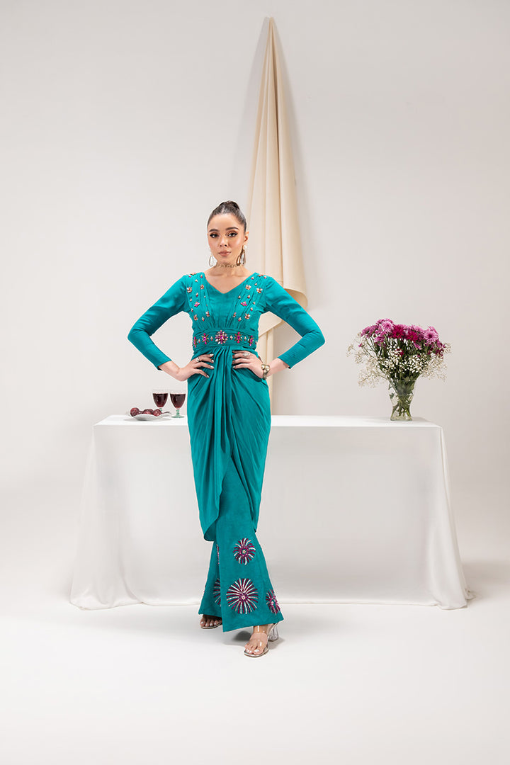 Maria Osama Khan | Tiffany Formals | Aquamarine - Waniyas